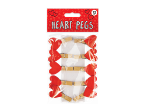 Wholesale Valentines wooden Heart pegs 12pk