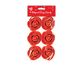 Wholesale Valentines Artificial Rose Heads 6pk