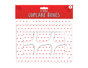 Valentine's Cupcake Boxes  6-Hole 2pk