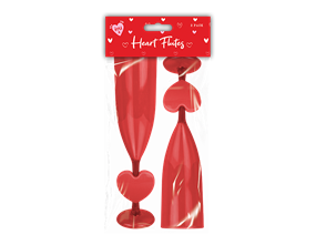 Wholesale Valentines plastic Heart Flutes 2pk