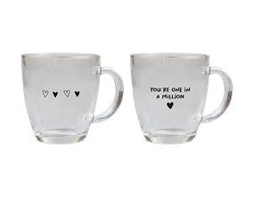 Wholesale Valentine's Printed Glass coffee cup 350ml