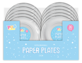Wholesale white paper plates 23cm 30 pk