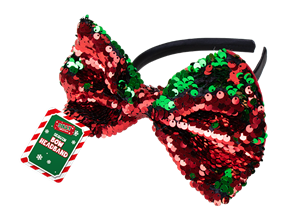 Wholesale Reversible Sequin Bow Headband | Bulk Buy Christmas Dress Up