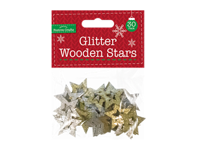 Wholesale Glitter Wooden Star Embellishments 