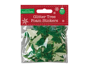 Wholesale Glitter Christmas Tree Foam Stickers 60 Pack