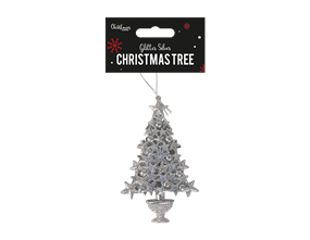 Wholesale Glittered Silver Xmas Tree Decoration