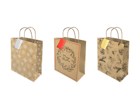 Wholesale Medium Foiled Kraft gift bag | Bulk buy christmas gift bags