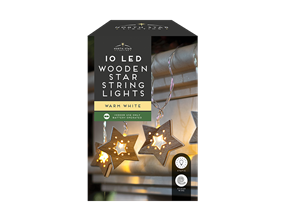 Wholesale 10 LED wooden Star String lights 2.1M| Gem imports