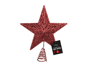 Wholesale Red glitter star tree topper 17cm Dia | Gem imports Ltd