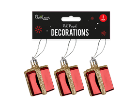 Wholesale Red present Decorations - 3PK | Gem imports Ltd