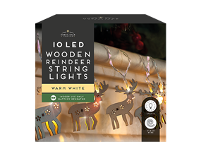 Wholesale 10 LED wooden reindeer string lights 1.65m | Gem imports Ltd