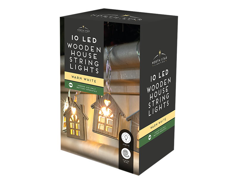 Wooden house string lights deals