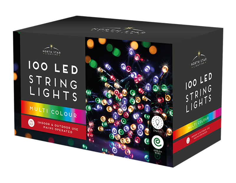 100 Led Mains Operated Christmas Lights - Multicoloured