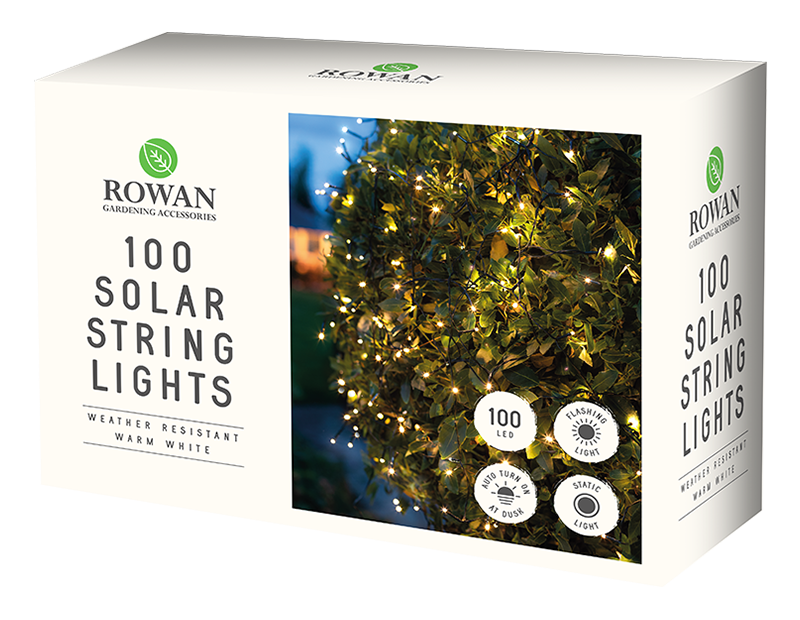 100 LED Solar String Lights Warm White