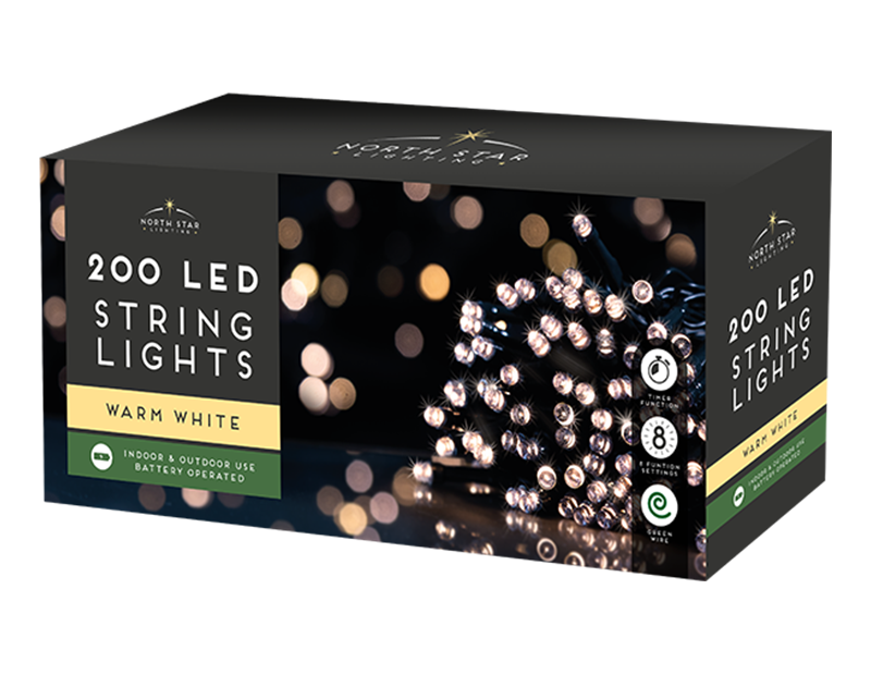 200 Led Battery Operated Lights - Warm White
