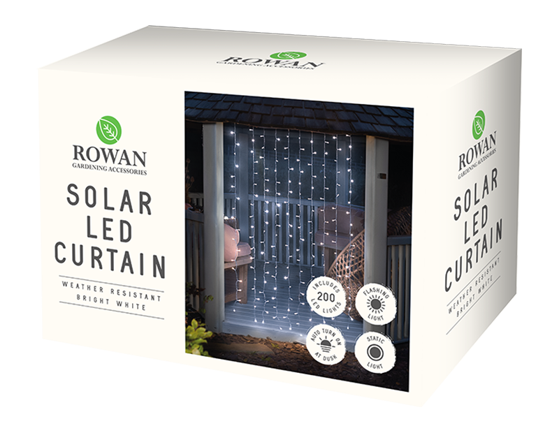 200 Solar LED Light Curtain Bright White
