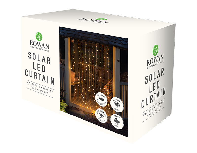 Wholesale 200 Solar LED light curtain warm white Gem imports Ltd