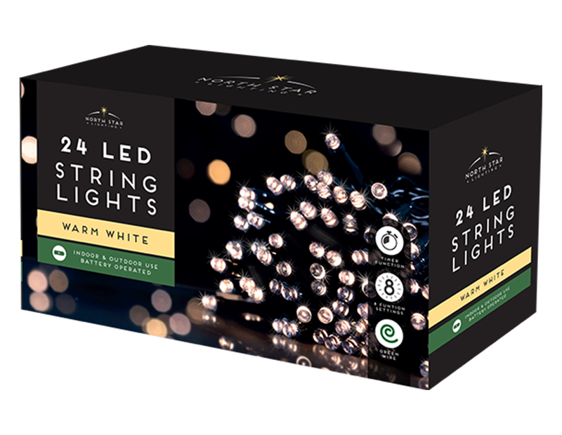 Wholesale 24 LED Battery Operated Timer Lights Warm White