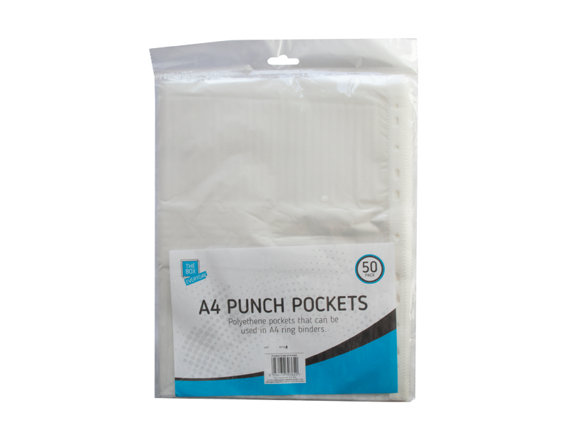 A4 Punch Pockets - 50 Pack