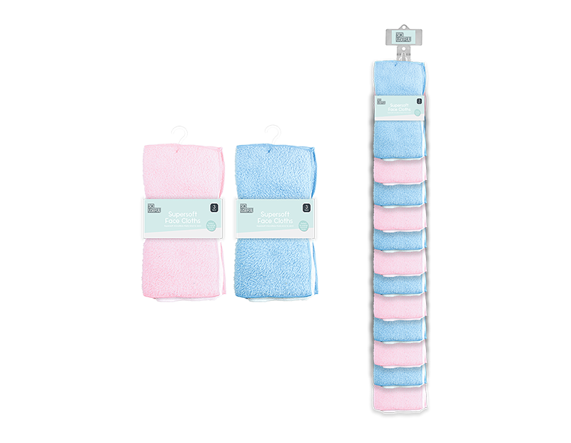 Wholesale Baby Face Cloths 3pk With Clip Strip