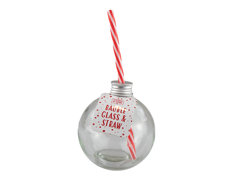 Bauble Glass With Straw 400ml