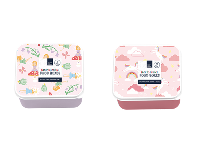 Wholesale Girls Printed Food Boxes 3pk