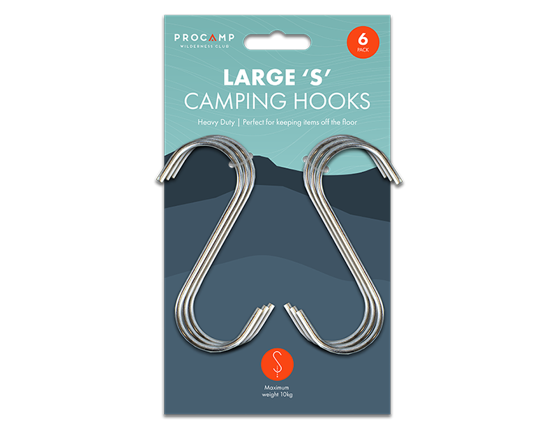 Camping Large 'S' Hooks 6 Pack