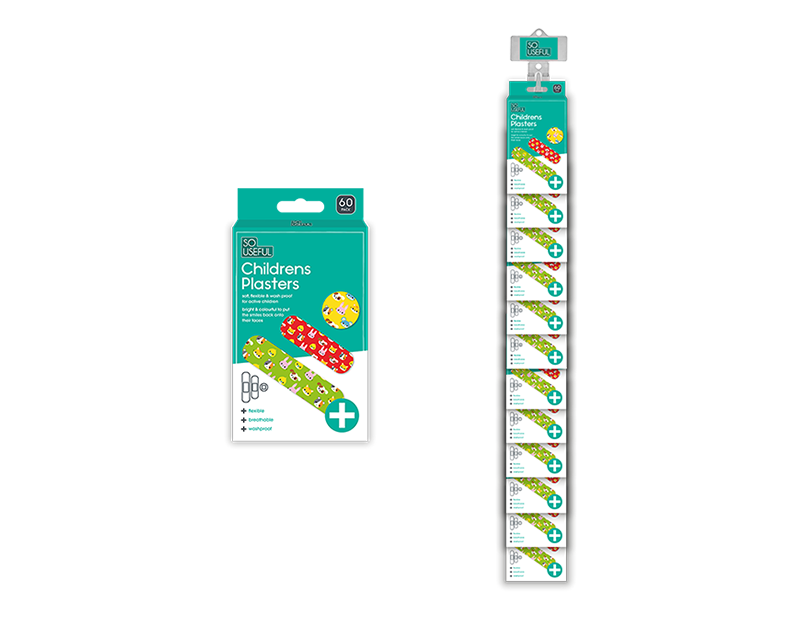 Wholesale Childrens Plasters 60pk With Clip Strip