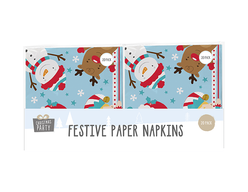 Christmas 3 Ply Napkins - 20 Pack (With PDQ)