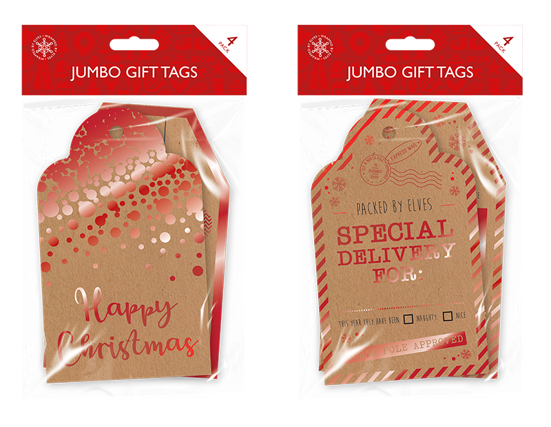 Christmas Jumbo Gift Tags - 4 Pack