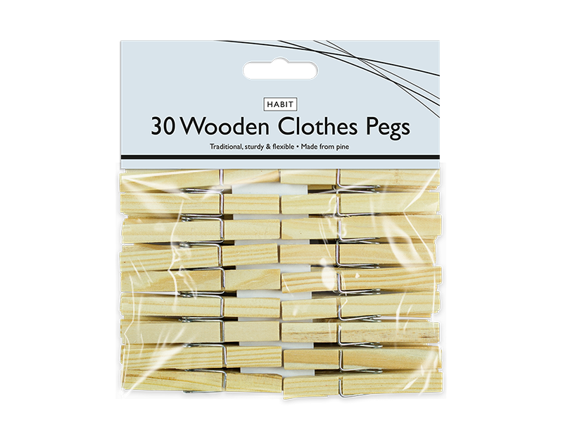 Wooden Clothes Pegs 30pk