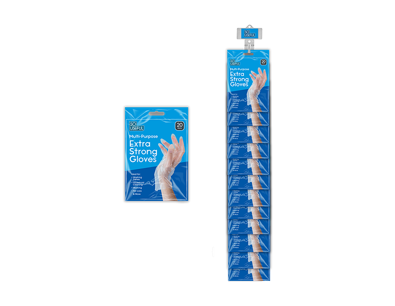 Wholesale Multi Purpose Extra Strong Gloves 20pk With Clip Strip