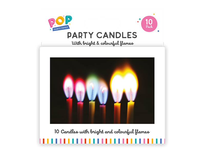 Wholesale Coloured flame party candle 10pk
