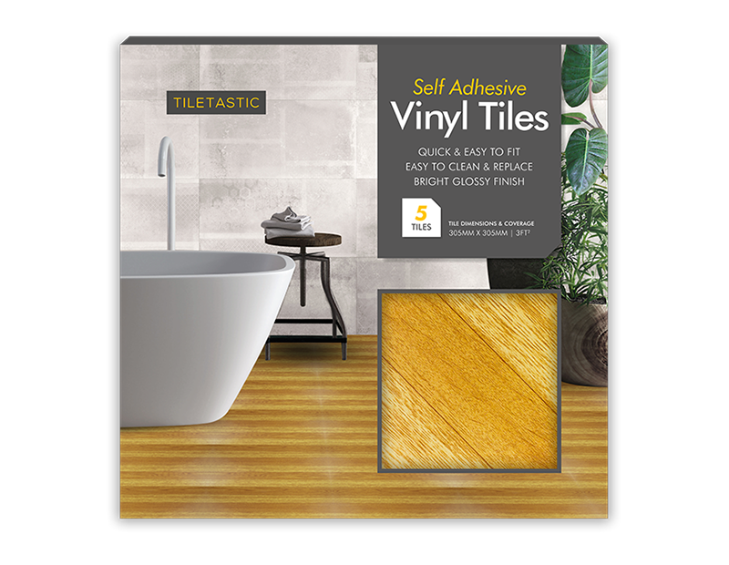 Dark Wood Adhesive Vinyl Floor Tiles 5pk