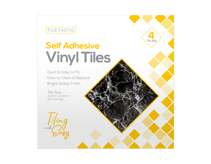 Dark Marble Self Adhesive Vinyl Tiles - 4 Pack