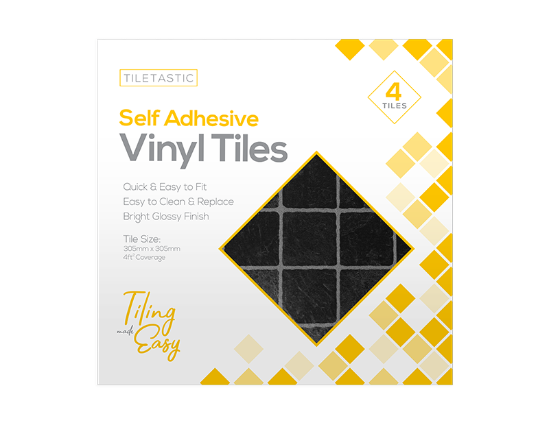Dark Square Self Adhesive Vinyl Tiles - 4 Pack