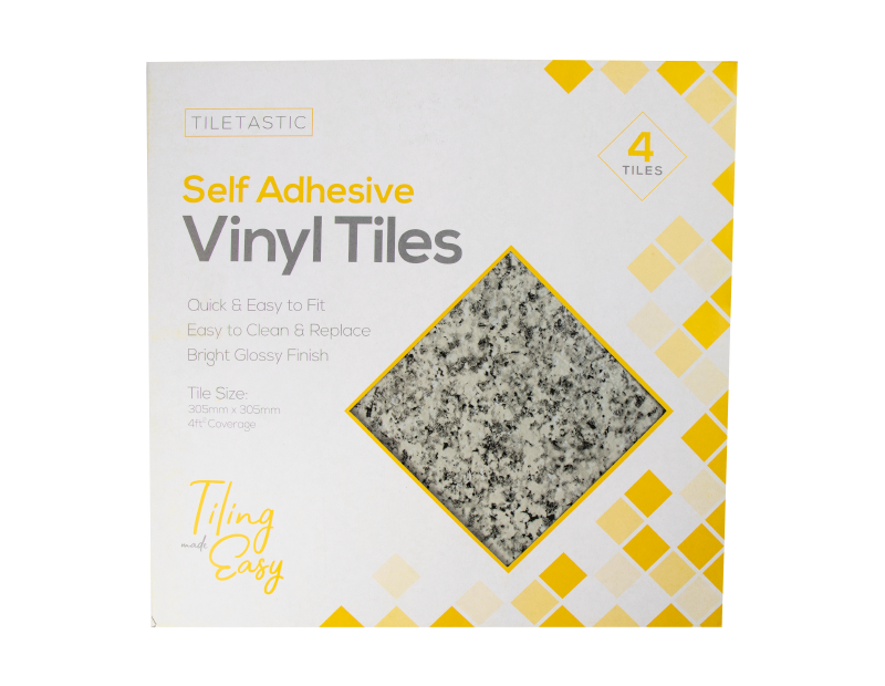 Granite Stone Self Adhesive Vinyl Floor Tiles - 4 Pack