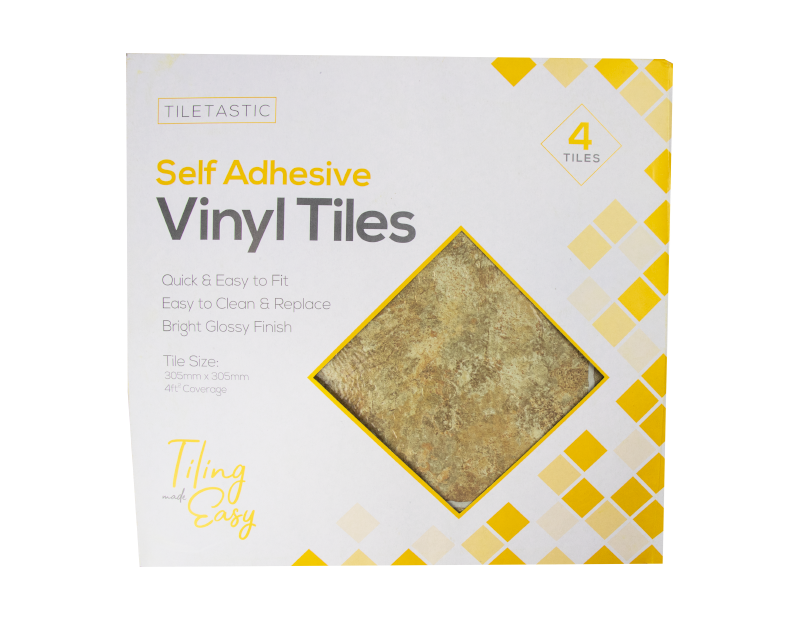 Brown Stone Self Adhesive Vinyl Floor Tiles - 4 Pack