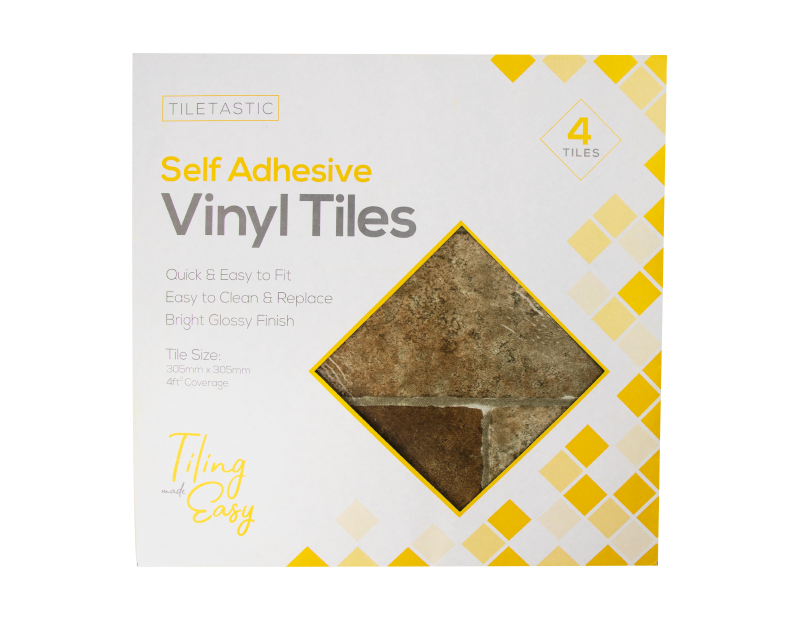 Cut Stone Self Adhesive Vinyl Floor Tiles - 4 Pack