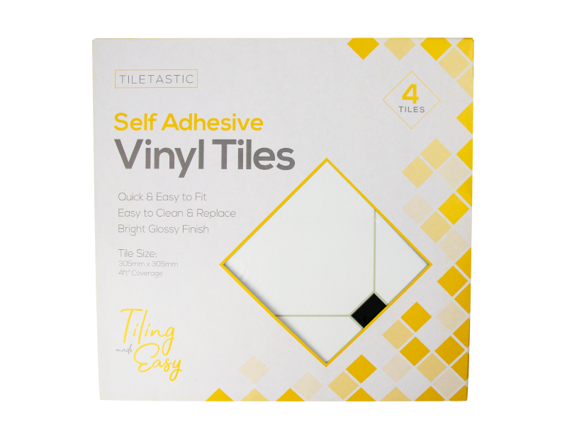 Black Diamonds Self Adhesive Vinyl Floor Tiles - 4 Pack