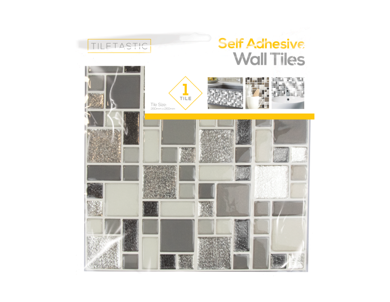 Grey Glitter Mosaic Wall Tile Sticker
