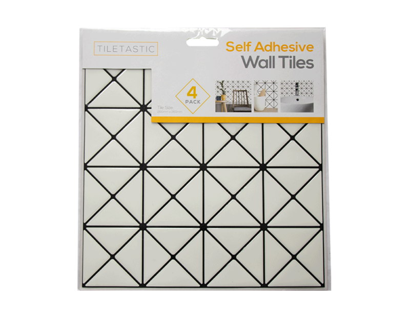 White Diamond Self Adhesive Mosaic Wall Tile - 4 Pack