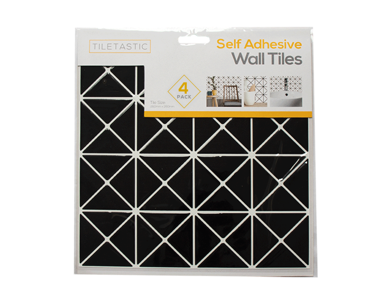 Black Diamond Self Adhesive Mosaic Wall Tile - 4 Pack