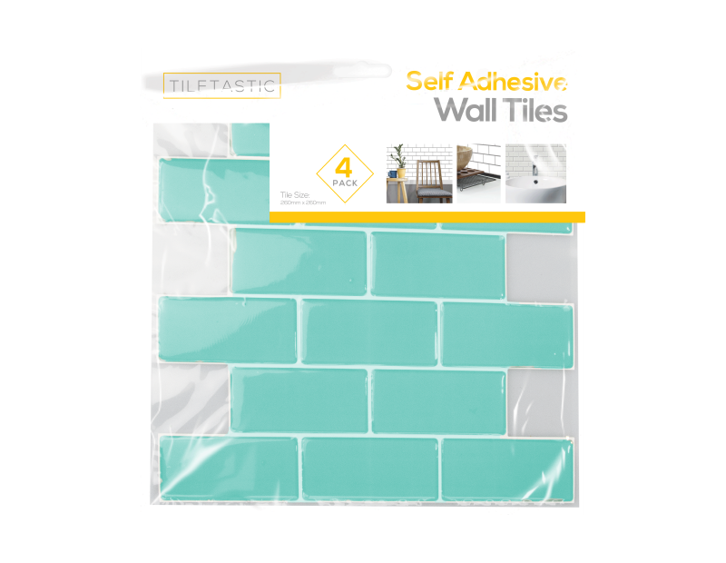 Teal Brick Self Adhesive Wall Tile - 4 Pack