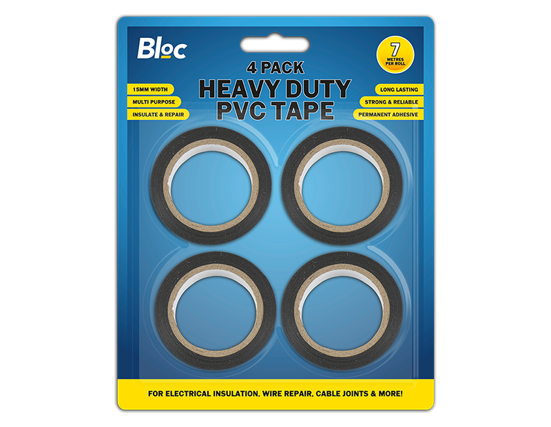 Heavy Duty PVC Tape 15mm x 7m 4pk