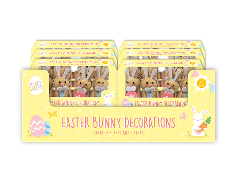Easter Bunny Decorations - 4 Pack (With PDQ)