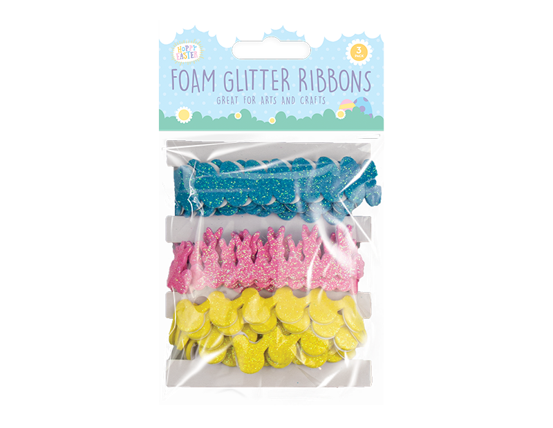 Easter Foam Glitter Ribbons 3pk