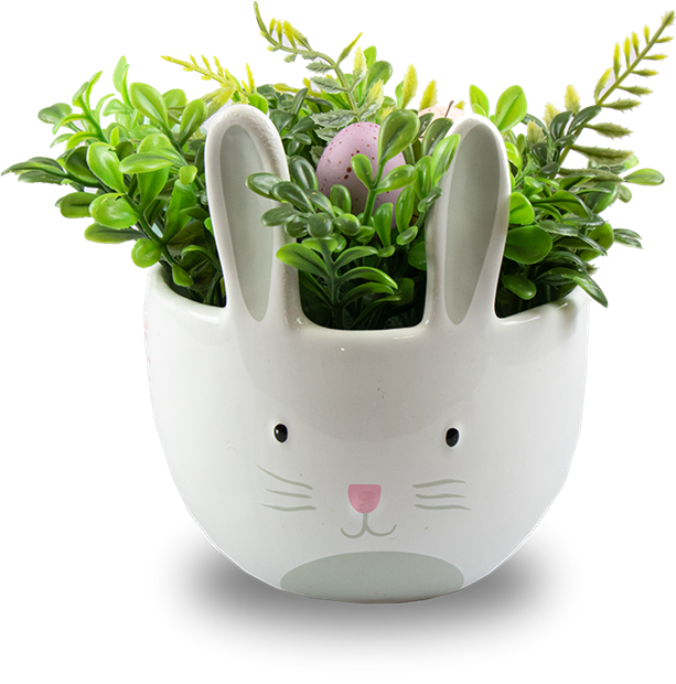 Easter Bunny Planter with Artificial Flowers