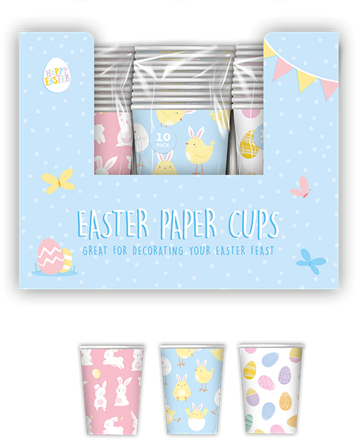 Easter Printed Paper Cups 10pk PDQ