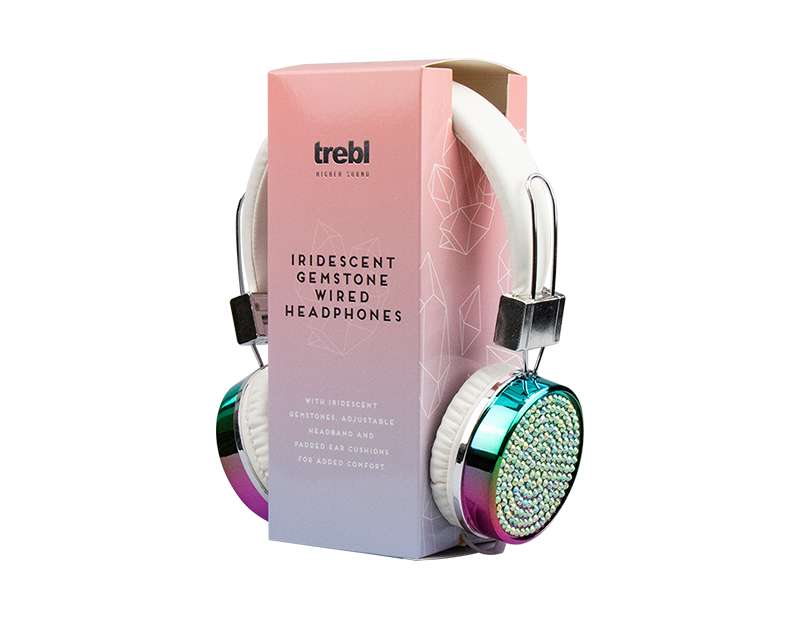 Iridescent Gemstone Wired Headphones